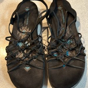 Skechers sz 12 Women’s, Black,  Memory Foam, Strappy Sandals w/Sling back